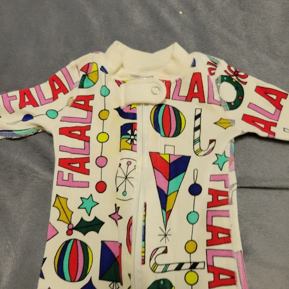 Hanna Andersson PJ Baby 3 Month Christmas‎ Pajama Green Red Fala Organic Stained